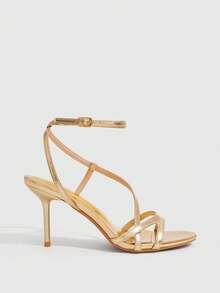 CUCCOO SZL Women's Buckle Design Elegant High Heel Sandals, Fashionable For Daily Wear Valentine's Day - Gold - View 9