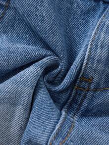 Bộ quần yếm denim dáng rộng dễ thương cho bé trai, có túi vá, thích hợp cho trang phục mùa xuân/hè, áo liền quần denim cho bé. - Rửa nhẹ - Xem 6