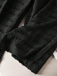 CosyJoli Plus Size Casual Knit Snowflake Print Straight Leg Pocket Pants - Black - View 4
