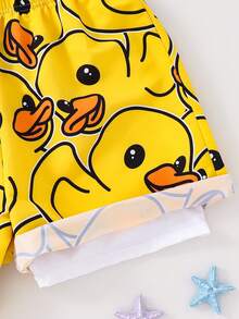 SHEIN Quần bơi nam tuổi teen kiểu dáng thường ngày, in hình vịt vàng hoạt hình ngộ nghĩnh, phối màu tương phản, mỏng nhẹ, thích hợp cho kỳ nghỉ biển, bãi biển, tiệc bể bơi, mùa xuân/hè. - Nhiều màu - Xem 5