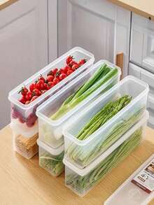 4pcs Rectangular Food Storage Containers, Reusable Plastic Refrigerator Organizer Boxes For Storing Scallions, Parsley, Cilantro, Garlic, Noodles, Eggs, Etc. With Lids, Hand Washable, Kitchen Essential, Back To School Must-Have - Multicolor - View 3