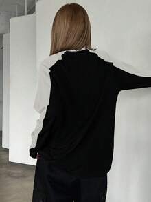 DAZY Áo thun tay lỡ họa tiết ngôi sao phối màu Y2k, quần áo thu dài tay cho nữ - màu đen - Xem 3