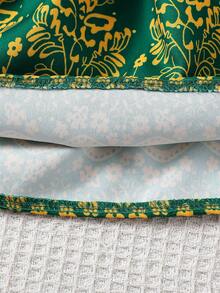 Baby Girls Unique Print Cute Puff Sleeve Dress - Green - View 8