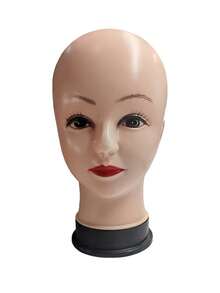 适用于仿真展示、发型师练习、眼镜展示和化妆培训的完美人体模型头 - 杏色 - 查看 3
