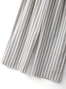 Franclia Striped Print Wrap Waist Button Casual Vacation Pants - Multicolor - View 4