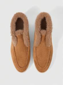 Sleekvia Women's Plush Lining Casual Versatile Flat Shoes Valentine's Day - Camel - View 10
