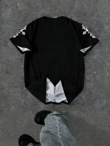 Manfinity Dauomo Men's Casual Fashion Street Wing & Cross Print Round Neck Short Sleeve T-Shirt, Summer - Multicolor - View 2