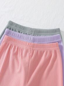 3pcs/Set Cute Cherry Peter Pan Collar Short Sleeve Top And Pants Girls Casual Comfortable Pajamas/Loungewear, Random Assortment - Multicolor - View 8