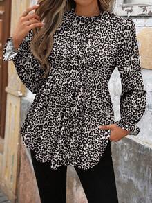 SHEIN LUNE Women's Casual Printed Basic Shirt, Autumn/Winter - Multicolor - View 3