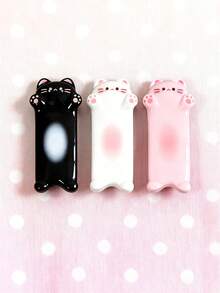 ROMWE Anime 3 chiếc kẹp tóc hình mèo ngẫu nhiên, kẹp tóc hình mèo dễ thương kiểu mỏ vịt, phụ kiện tóc hình mèo bằng acrylic, thích hợp để sử dụng hàng ngày. - Đen trắng - Xem 4