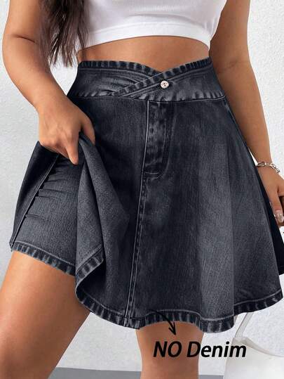 Elenzga Pantalones cortos de tela vaquera de talle alto con estampado azul claro para mujer de talla grande, elásticos, adecuados para deportes, correr al aire uso casual diario