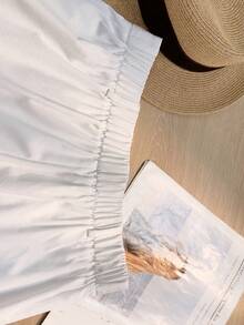 SHEIN Franclia Women's Summer Design Contrast Lace Straight-Leg Pants - White - View 4