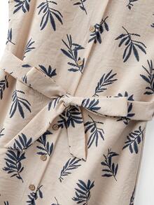 SHEIN Franclia Vestido de mujer con cuello redondo, sin mangas, con estampado botánico y botones delanteros - Albaricoque - Ver 5