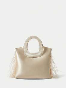SHECARRY Bolso de mano mini de moda, elegante y versátil bolso de hombro cruzado con cadena para mujer - Albaricoque - Ver 4