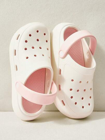 Cuccoo 女士白色四季透气木屐，可DIY鞋花装饰，户外沙滩休闲凉鞋，闭趾拖鞋