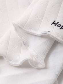 DAZY Letter & Bow Print Ruffle Hem Waist Shorts Women Sleepwear Bottom - White - View 9