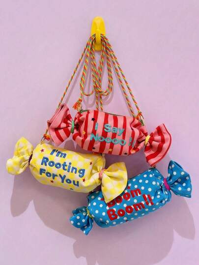 Joivida 1个可爱糖果女士斜挎包，新款韩版限量版轻便糖果单肩斜挎包，休闲腋下包多功能休闲单肩背包，3种颜色可选，大容量，轻便，尼龙材质，带荷叶边细节，可折叠，配有可调节肩带，拉链封口，涤纶内衬，适合日常使用/都市风格，女士时尚配饰