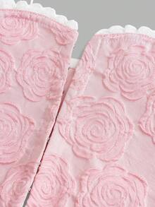 SHEIN Young Girl Elegant Jacquard Off-Shoulder Ruffle Corset Structure Hem Blouse, Spring/Summer - Baby Pink - View 4