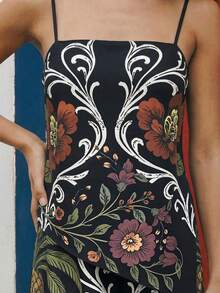 CAJUNI Tropical Vacation Rainbow Flowers Two Pieces Coord - Black - View 5