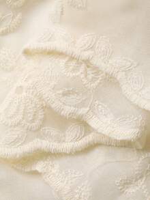 Dazy Kids 少女花卉刺绣前系带无袖宽松上衣 - 杏色 - 查看 7