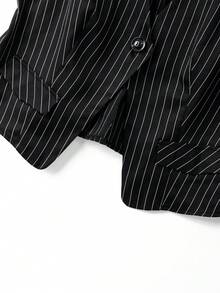 GlowEve CURVE 大码女士条纹背心外套和条纹裙套装，法式优雅奢华专业通勤商务休闲装 - 黑與白 - 查看 4