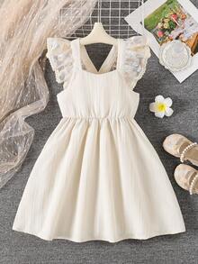 Young Girl's Elegant & Cute Sleeveless Dress, Fashionable & Stylish, Summer - Apricot - View 4