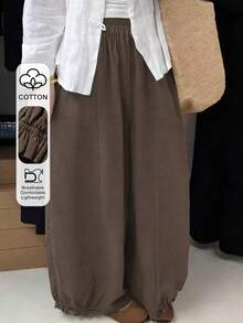 FRIFUL 女士弹力腰锥形裤 - 棕色 - 查看 1