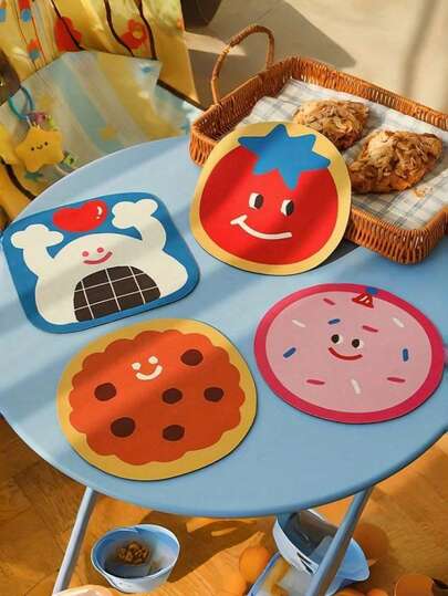 Joivida 硅胶卡通隔热垫 - 耐热吸水桌垫，适用于厨房和餐桌，隔热垫上印有可爱的动物和食物图案，非常适合放置热碗、杯子和盘子，厨房餐桌垫 | 趣味设计 | 耐用耐热垫