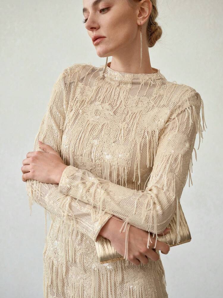 SEQUIN FRINGE MINI DRESS, PARTY & CHRISTMAS, AUTUMN/WINTER