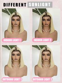 Ombre Blonde Short Human Hair Wigs Bob 4/613 Straight Bob 13x4x1 Transparent Lace Front Human Hair Wig 180% Density Brazilian Skin Melt Lace T Part Wigs Human Hair