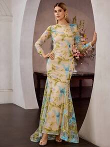 MOTF Soiréza WOMEN'S MESH EMBROIDERED MERMAID FORMAL DRESS - Multicolor - View 5