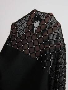 SHEIN CURVE+ 大码长袖女式上衣，日常休闲服装 - 黑色 - 查看 9