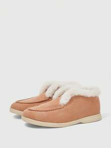 Sleekvia Women's Plush Lining Casual Versatile Flat Shoes - Dusty Pink - View 7