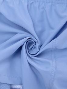 VIVINTIMO 男士夏季度假印花抽绳腰沙滩短裤，夏威夷风 - 淺藍色 - 查看 5