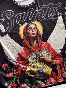 ROMWE MEN 男士复古街头风无袖印花背心，2000年代风格 - 彩色 - 查看 4