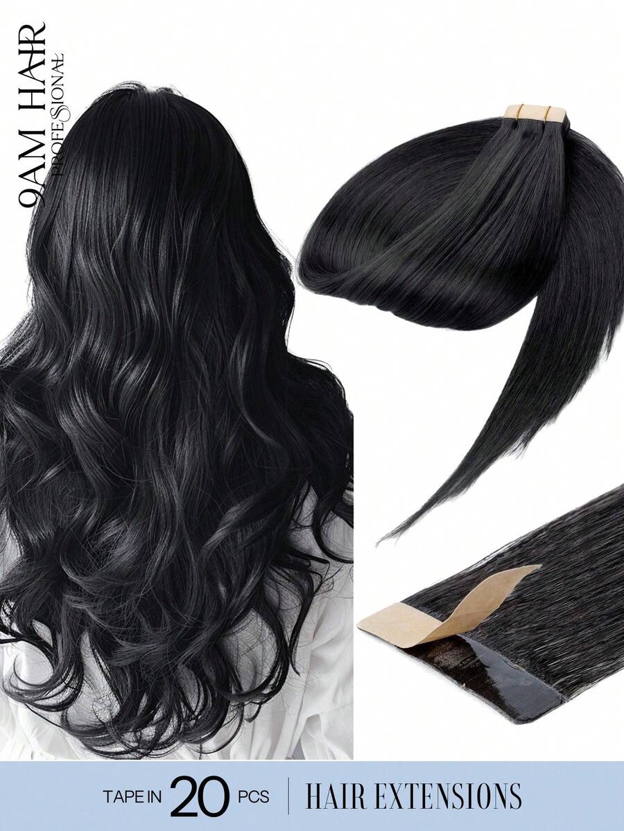 20PCS Straight Tape In Human Hair Extensions 100% Real Remy Human Hair 14-24inches Natural High Quality 50G/Pack For Salon Silky Seamless Invisible PU Tape In Hair Extensions - S1 - View 1