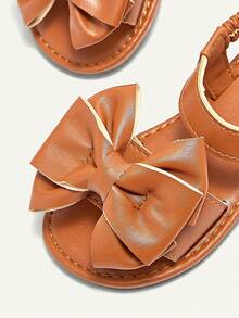 Cozy Pixies 1 Pair Of Summer Cute Girl Fun Princess Outdoor Big Bow Idyllic Vacation Fashion Versatile Party Party Children Flat Sandals - Brown - View 8
