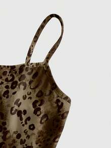 ROMWE Y2K Đầm ngắn hở lưng gợi cảm họa tiết da báo, kiểu vintage nhuộm tie-dye, thích hợp cho các lễ hội âm nhạc mùa xuân/hè. - màu nâu - Xem 3