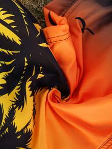 VIVINTIMO Men's Palm Tree Printed Beach Shorts,Hawaiian - Yellow - View 6