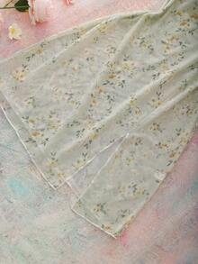 Romantic Ditsy Floral Mesh Comfortable Women Nightgown - Pink - View 3