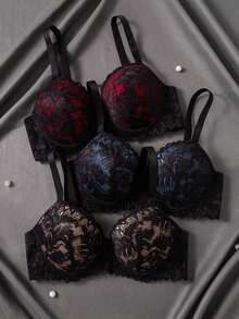 DesireSculpt 3pcs Sexy Lace Patchwork Women's Lingerie Set - Multicolor - View 8