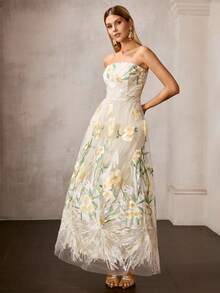 MOTF Soiréza WOMEN'S EMBROIDERED BANDEAU COCKTAIL DRESS, SUITABLE FOR DATES, PARTIES, AND EVENTS, SPRING/SUMMER - Multicolor - View 5