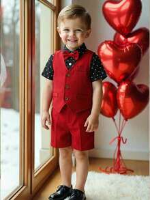 SHEIN Conjunto informal de caballero con diseño de botones delanteros para bebés niños