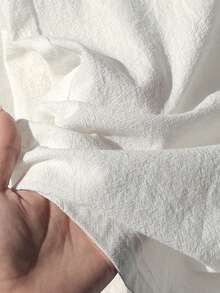 SHEIN Tween Girl 100% Cotton Elastic Waistband Wide Leg White Pants, Casual Basic Back To School - White - View 6