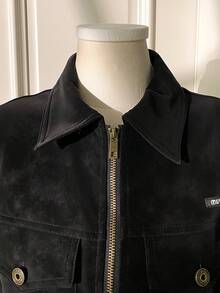 Muvela 女士无袖拉链PU夹克，高端哑光PU材质，复古街头风日常穿搭 - 黑色 - 查看 7