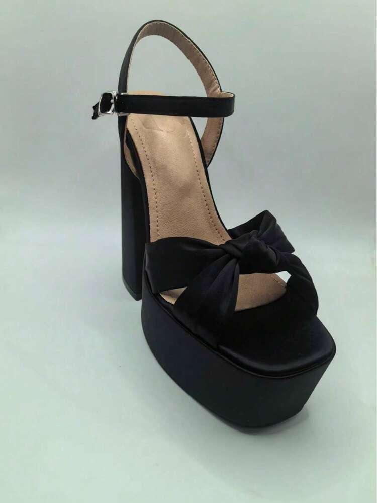 CUCCOO LuxiPop High Heel Thick Sole Hollow Thick Heel Square Toe One-Button Women's Shoes 2000s Style - Black - View 13