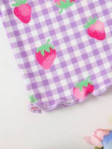 SHEIN Playful Pals 女婴舒适百搭甜美可爱吊带短裤套装，多件套夏季服装 - 彩色 - 查看 8