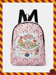 HARRY POTTER X SHEIN Cute Cartoon Pattern Backpack, Multifunctional, Lightweight, Portable, Large Capacity Backpack Suitable For Female College Students, University, Middle School, High School, Outdoor, Travel, Elementary School, Beginner, Office, Valentine's Day Gift - Multicolor - View 1
