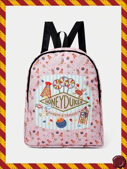 HARRY POTTER X SHEIN Cute Cartoon Pattern Backpack, Multifunctional, Lightweight, Portable, Large Capacity Backpack Suitable For Female College Students, University, Middle School, High School, Outdoor, Travel, Elementary School, Beginner, Office, Valentine's Day Gift