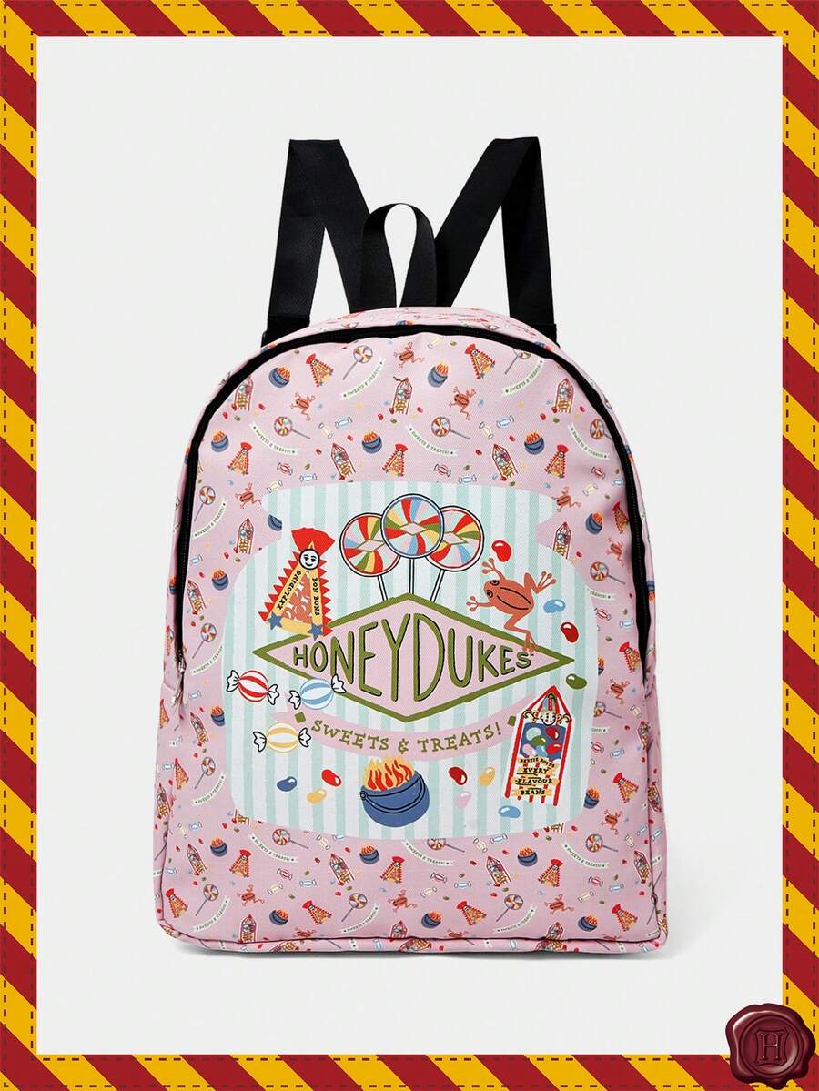 HARRY POTTER X SHEIN Cute Cartoon Pattern Backpack, Multifunctional, Lightweight, Portable, Large Capacity Backpack Suitable For Female College Students, University, Middle School, High School, Outdoor, Travel, Elementary School, Beginner, Office, Valentine's Day Gift - Multicolor - View 1